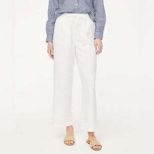 011- aw839 plus size 14 J.Crew Linen-blend slim wide-leg drawstring pant in whit